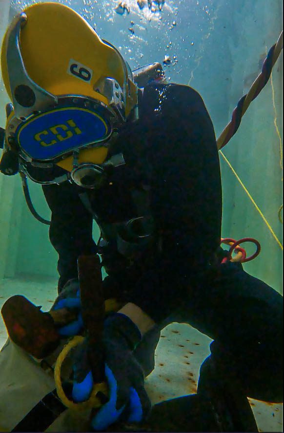 A Person in a Scuba Gear in a Container Tank